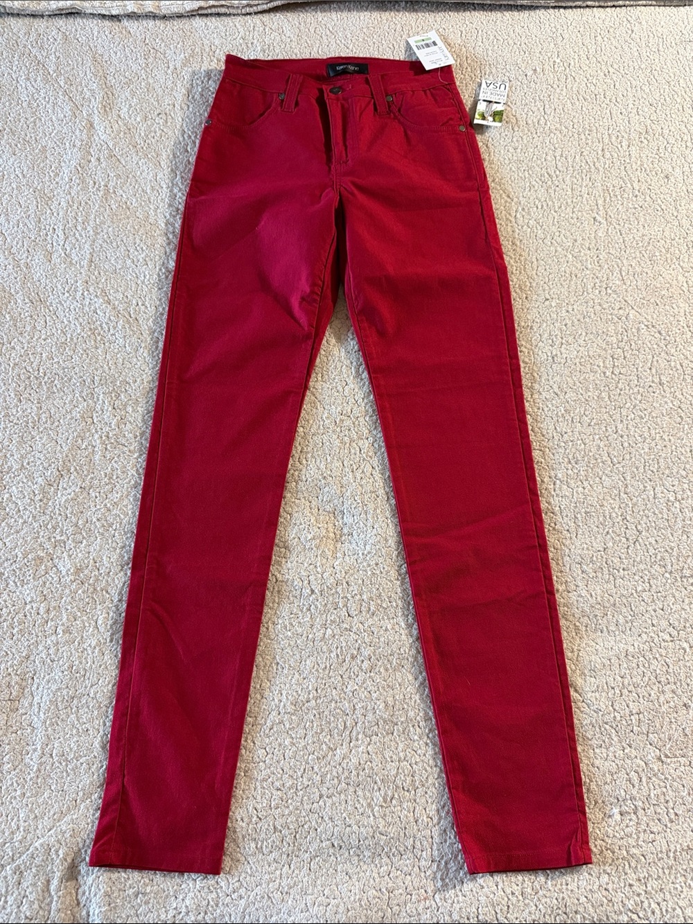 Karen Kane Wild Red Skinny Jeans Size 8 New